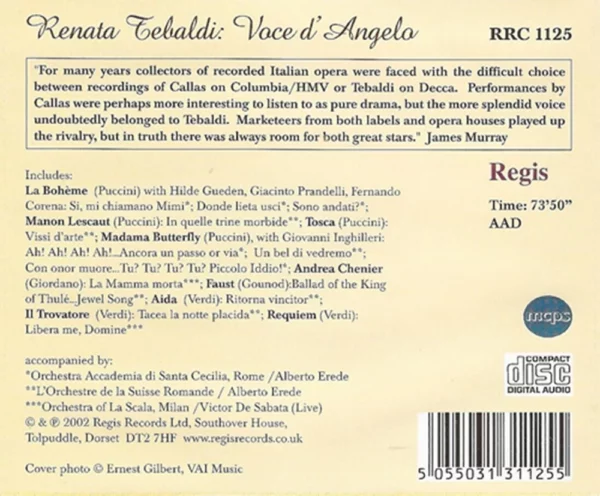 Voce d'Angelo Renata Tebaldi 2002 CD Top-quality Free UK shipping