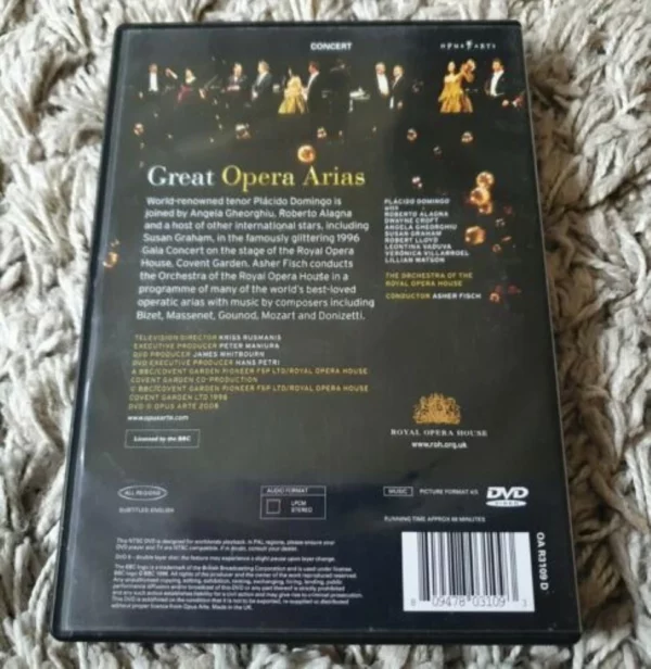 Great Opera Arias 2008 DVD Top-quality Free UK shipping