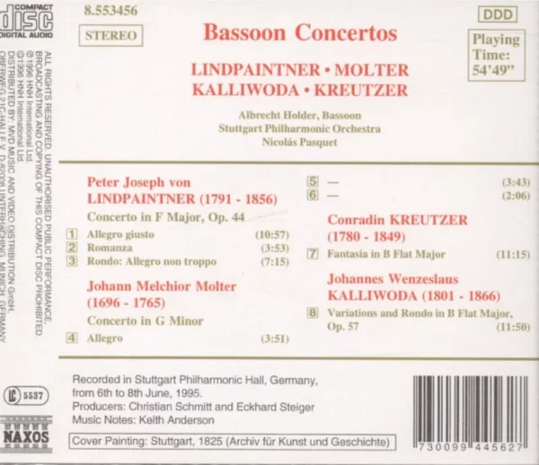 Johannes Melchior Molter : Bassoon Concertos from Baden and Wurttemberg 1999 CD