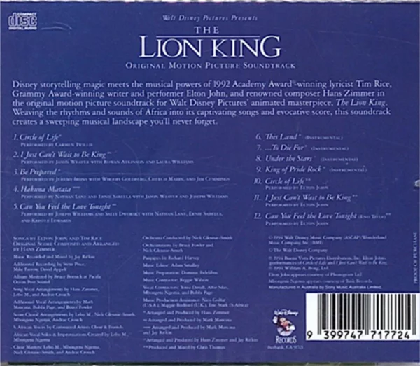 Original Soundtrack - The Lion King 1994 Various Artists CD Top-quality