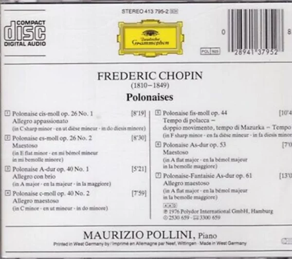 Chopin: Polonaises Mauruzio Pollini 1976 CD Top-quality Free UK shipping