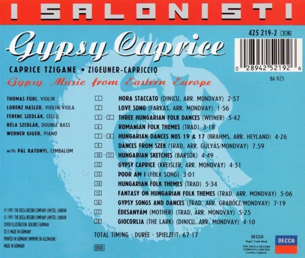 Gypsy Caprice I Salonisti 1991 CD Top-quality Free UK shipping