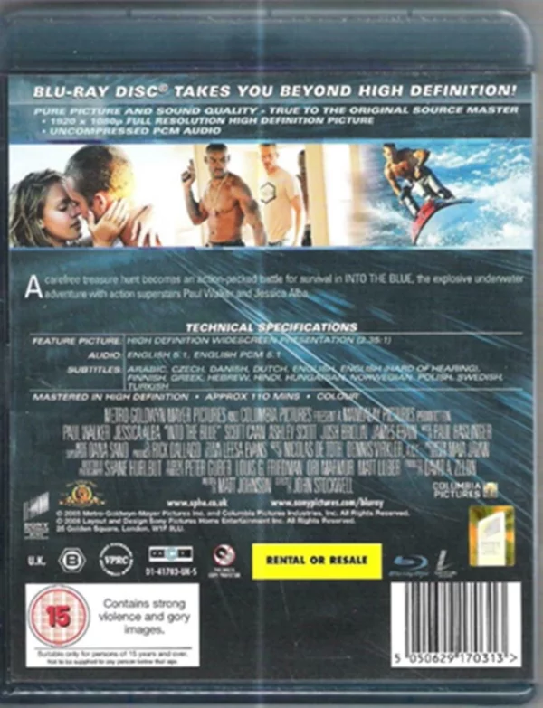 Into The Blue Paul Walker 2006 Blu-ray Top-quality Free UK shipping