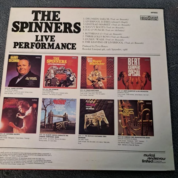 The Spinners Live Performance 6870502 Vinyl Record Lp The Spinners 1971 Records