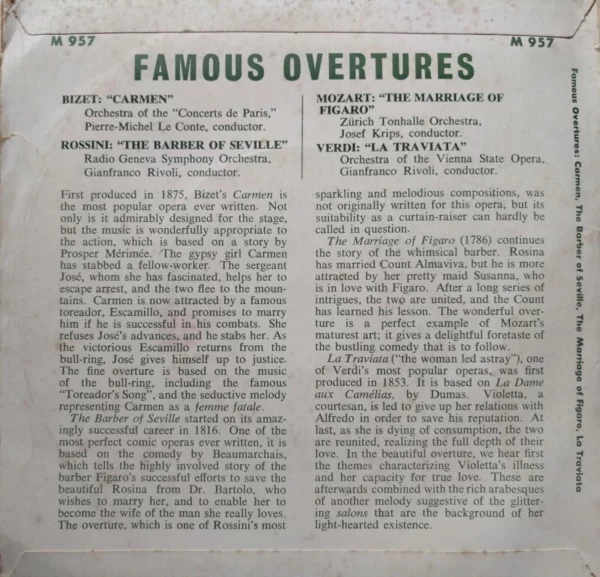 Famous Overtures M 957 Various 1961 Records Top-quality Free UK shipping