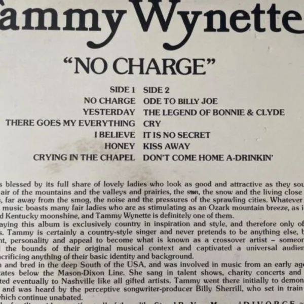 No Charge S 31532 Tammy Wynette 1976 Records Top-quality Free UK shipping