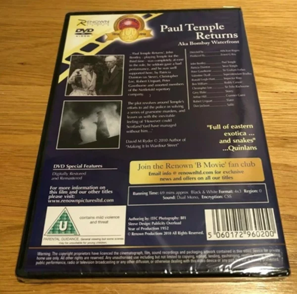 Paul Temple Returns - (Bombay Waterfront) Patricia Dainton 2010 DVD Top-quality