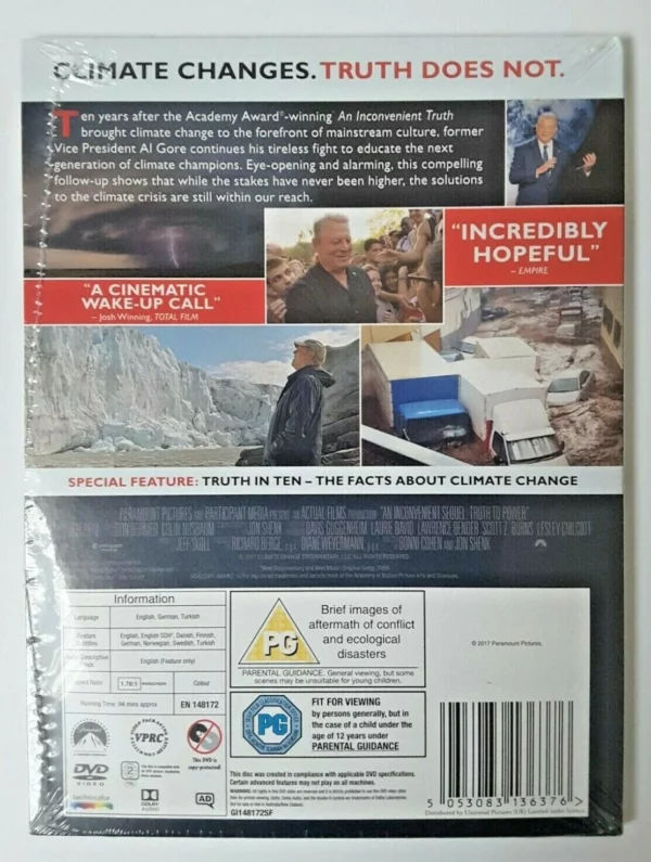 An Inconvenient Sequel: Truth To Power Al Gore 2017 New DVD Top-quality