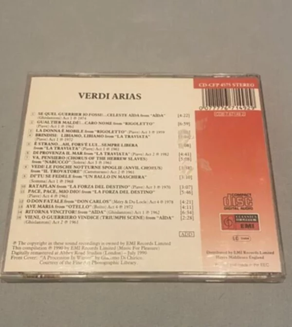 Verdi: Arias various 1994 CD Top-quality Free UK shipping