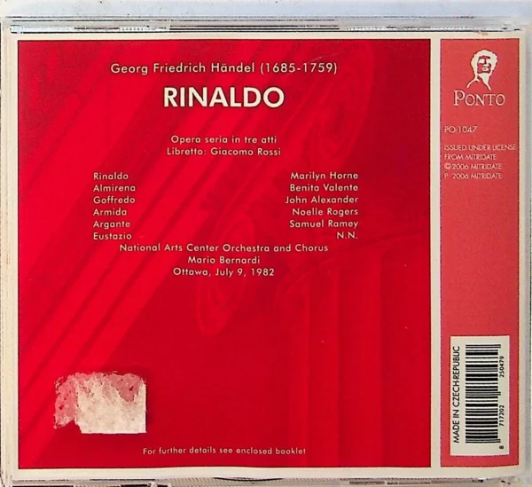 Handel - Rinaldo Mario Bernardi 2006 CD Top-quality Free UK shipping