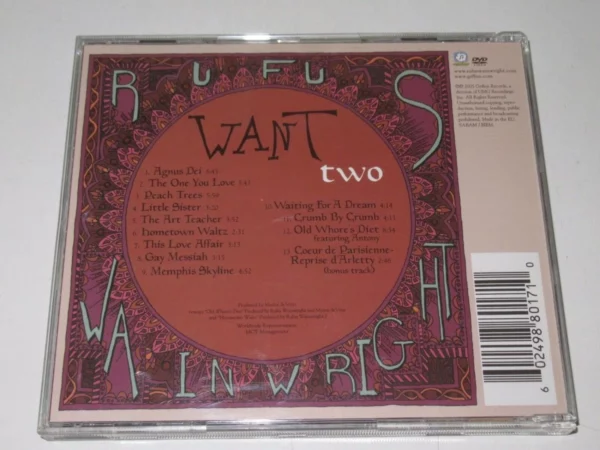 Want Two Rufus Wainwright 2005 CD Top-quality Free UK shipping