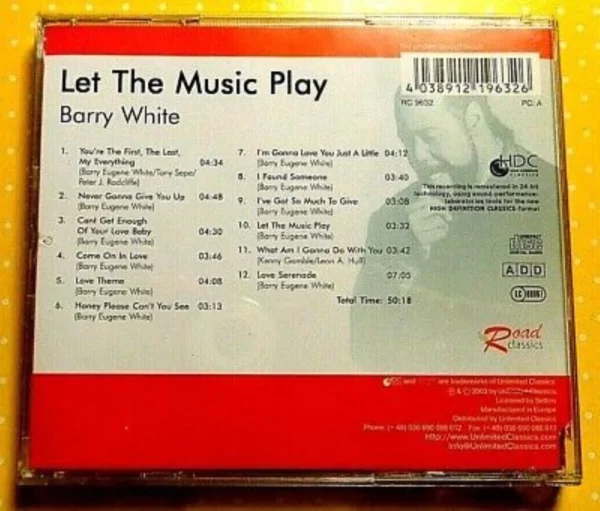 Let the music play Barry White 2003 CD Top-quality Free UK shipping