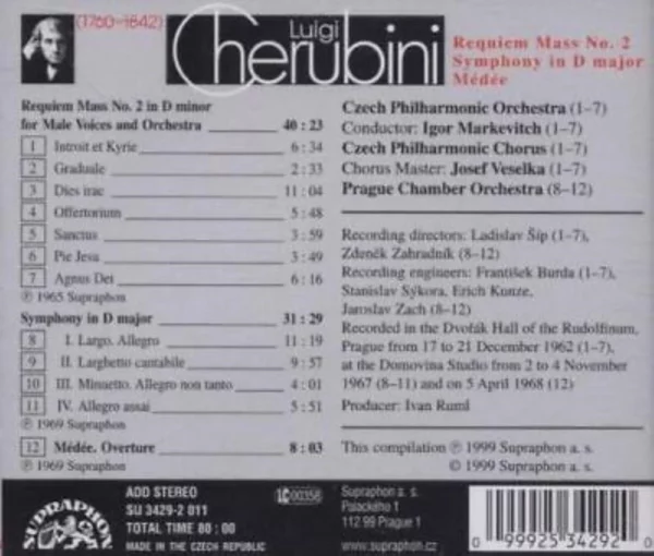 Requiem Luigi Cherubini 1999 New CD Top-quality Free UK shipping