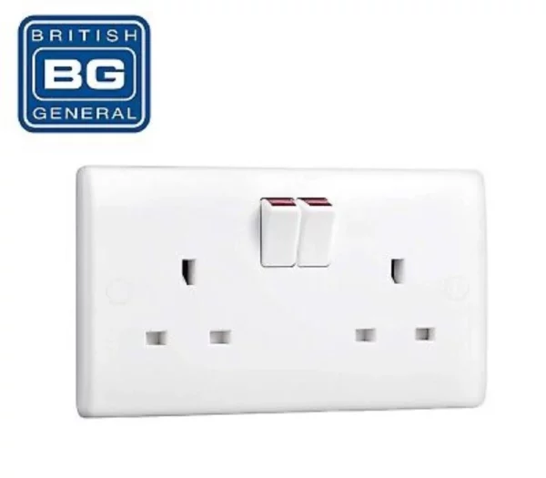 BG Electrical 2 Gang Single Pole 13A Round Edge Switched Socket Outlet