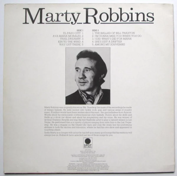 Marty Robbins Spot Records Marty Robbins 1976 Records Top-quality