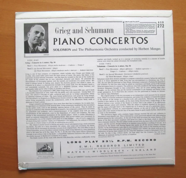 Grieg & Schumann Piano Concertos - Solomon Grieg & Schumann Piano Concertos 1959