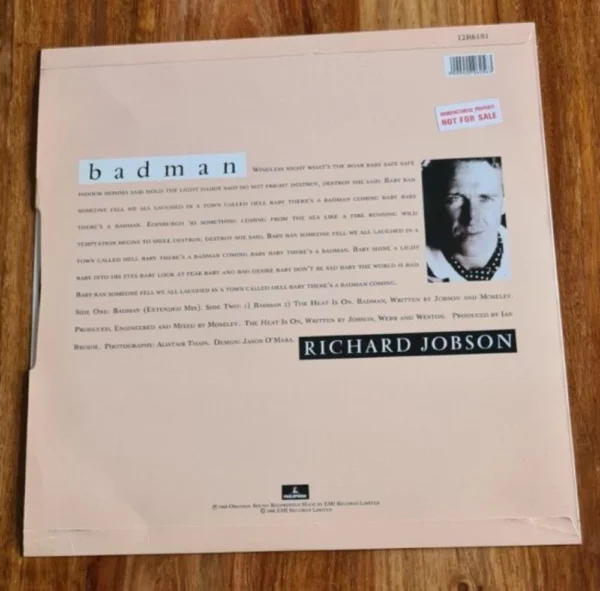 Badman Richard Jobson 1988 Records Top-quality Free UK shipping