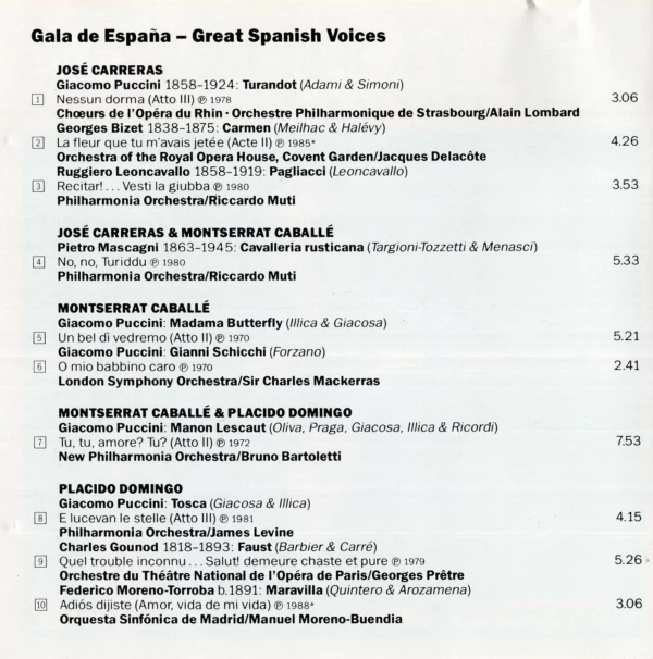 Gala de España - Great Spanish Voices various 1992 CD Top-quality