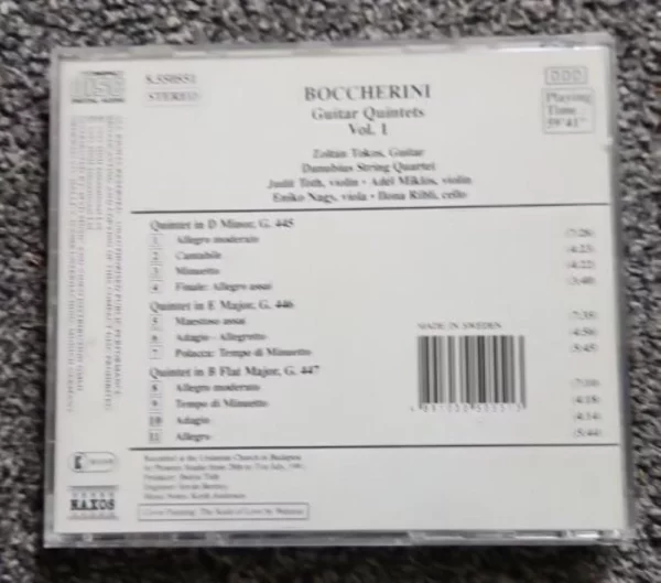 Boccherini - Guitar Quintets, Vol.1 Zoltán Tokos/Danubius String Quartet 1993 CD