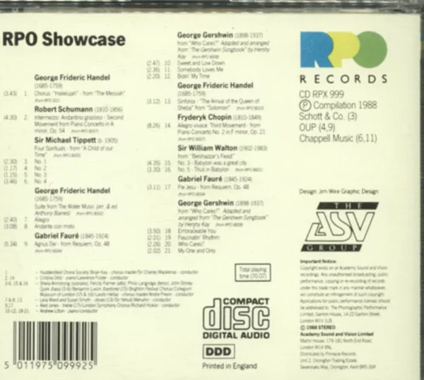 ROYAL PHILHARMONIC ORCHESTRA Showcase Various 1988 CD Top-quality