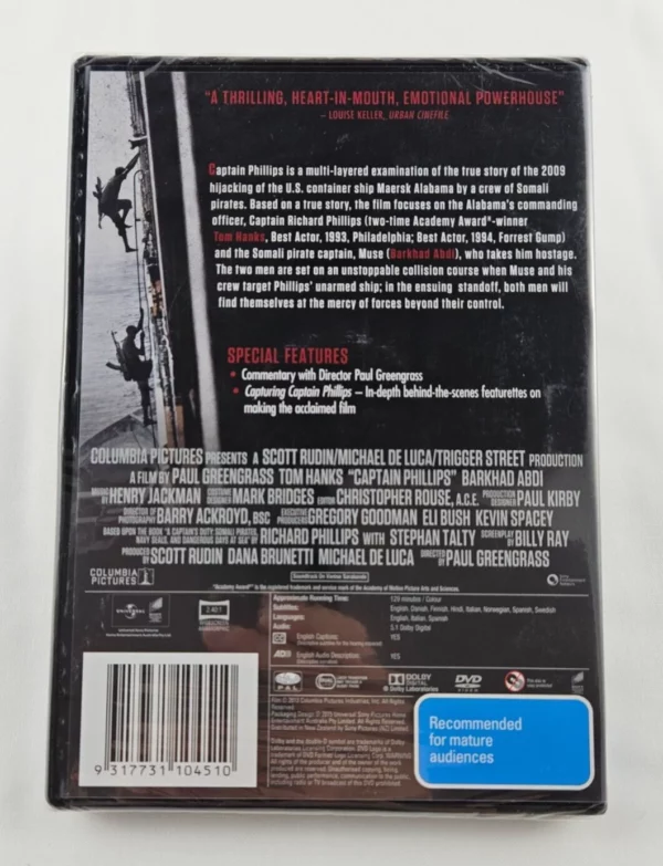 Captain Phillips Tom Hanks 2013 DVD Top-quality Free UK shipping