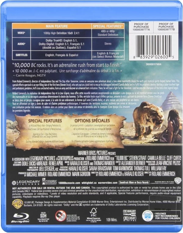 10000 B.C. Steven Strait 2008 Blu-ray Top-quality Free UK shipping