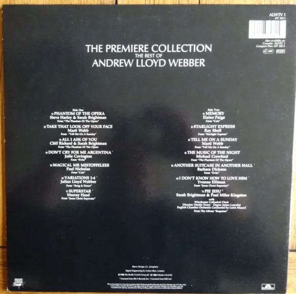 The Best of Andrew Lloyd Webber Andrew Lloyd Webber 1988 Records Top-quality