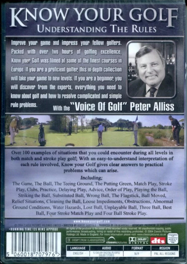 Know Your Golf Peter Alliss 2004 New DVD Top-quality Free UK shipping