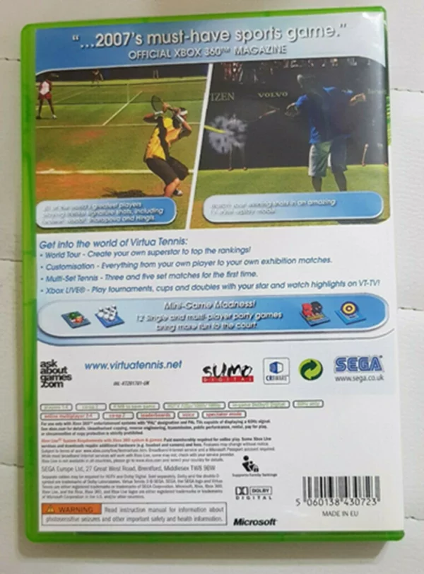 Virtua Tennis 3 Microsoft Xbox 360 2007 Top-quality Free UK shipping