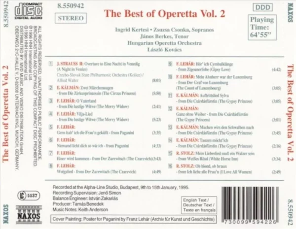 The Best of Operetta Vol. 2 1996 CD Top-quality Free UK shipping