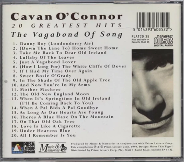 The Vagabond Of Song '20 Greatest Hits' Cavan O'Connor 1994 CD Top-quality