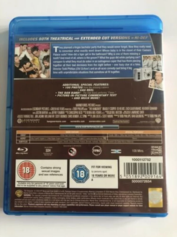 Hangover: Extended Cut Bradley Cooper 2009 Blu-ray Top-quality Free UK shipping