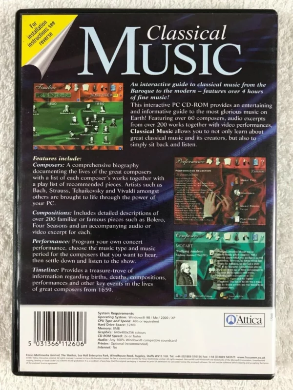 Classical Music Windows 98/Me/2000/XP 1997 New Top-quality Free UK shipping