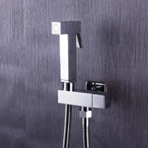 Square Chrome Wall Mount Toilet Douche Muslim Bidet Shattaf Shower Spray