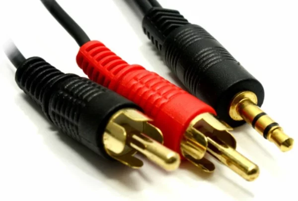 Stereo Audio Jack to 2x Twin Male RCA Phono Plugs Gold Cable Lead Top-quality