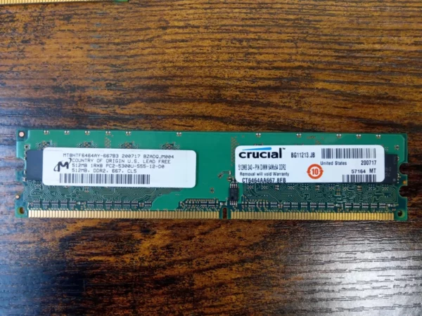 Memory 512mb,ddr2,667,cl5 1rx8 pc2-5300u, ct6464aa667.8fb Top-quality