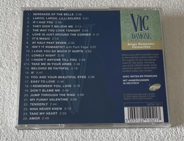 Vic Damone - Sings Romantic Favorites Vic Damone 2003 CD Top-quality