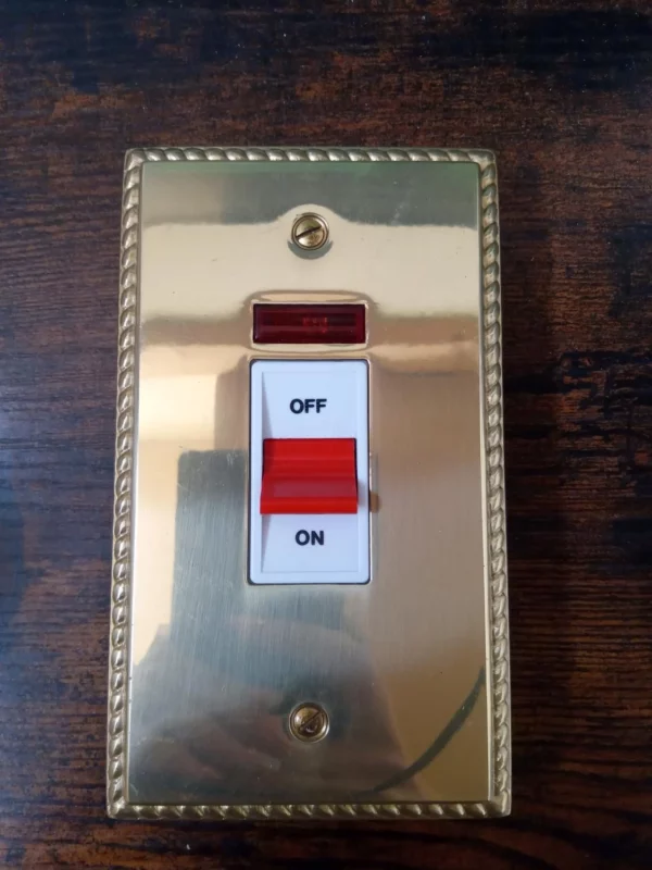 TD Line Tall Square Edge Georgian Rope Brass red switch neon white insert