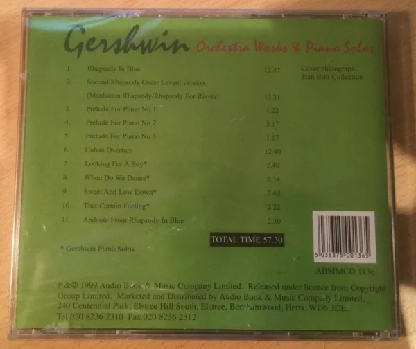 Orchestral Works & Piano Solos George Gershwin 1999 CD Top-quality