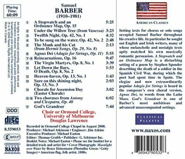 Barber - Choral Music Samuel Barber 2006 CD Top-quality Free UK shipping