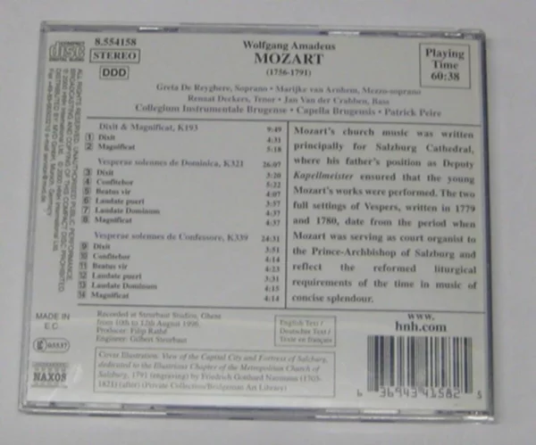 Mozart: Solemn Vespers various 2000 CD Top-quality Free UK shipping