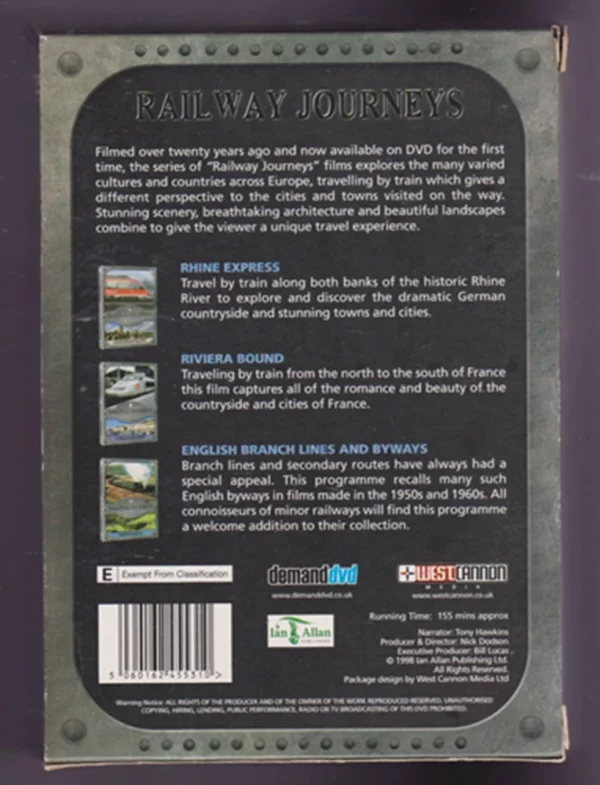 Railway Journeys Tony Hawkins 2010 DVD Top-quality Free UK shipping