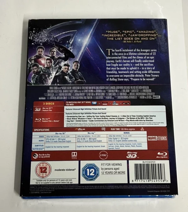 Avengers: Endgame Robert Downey Jnr 2019 Blu-ray Top-quality Free UK shipping