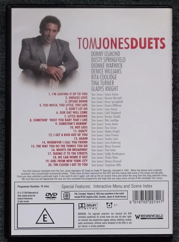 Tom Jones Duets Tom Jones 2004 DVD Top-quality Free UK shipping