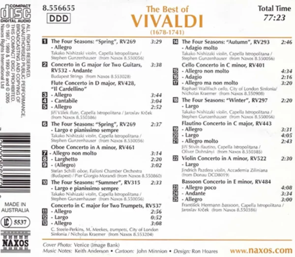 The Best of Vivaldi 2005 CD Top-quality Free UK shipping