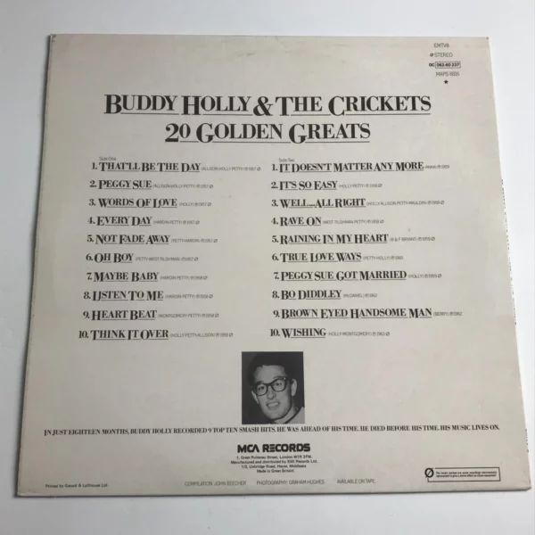 20 Golden Greats Buddy Holly & The Crickets 1957 Records Top-quality