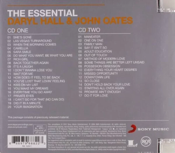 Essential Hall & Oates Daryl Hall & John Oates 2011 CD Top-quality