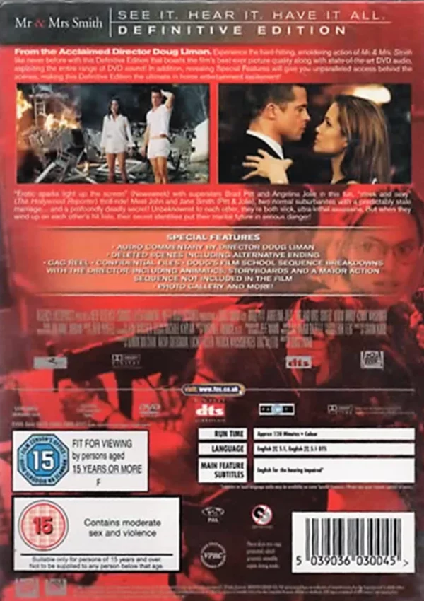 Mr & Mrs Smith Brad Pitt 2007 DVD Top-quality Free UK shipping