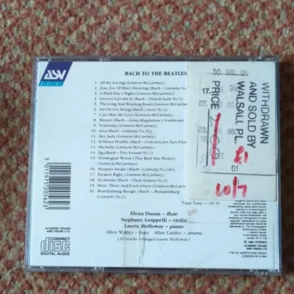 Bach to the Beatles 1991 CD Top-quality Free UK shipping