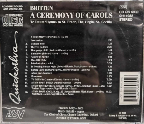 A Ceremony of Carols Christ Church Cathedral Choir, Oxford 1982 CD Top-quality